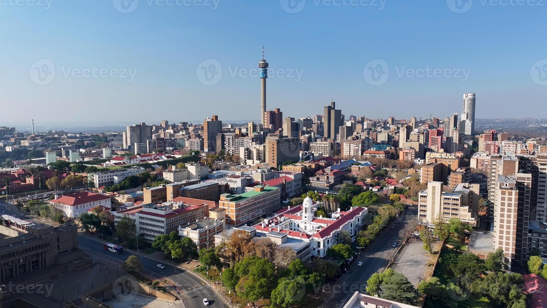Aerial View of Johannesburg Skyline in Johannesburg Gauteng in South Africa . Outdoor Outdoor. photo