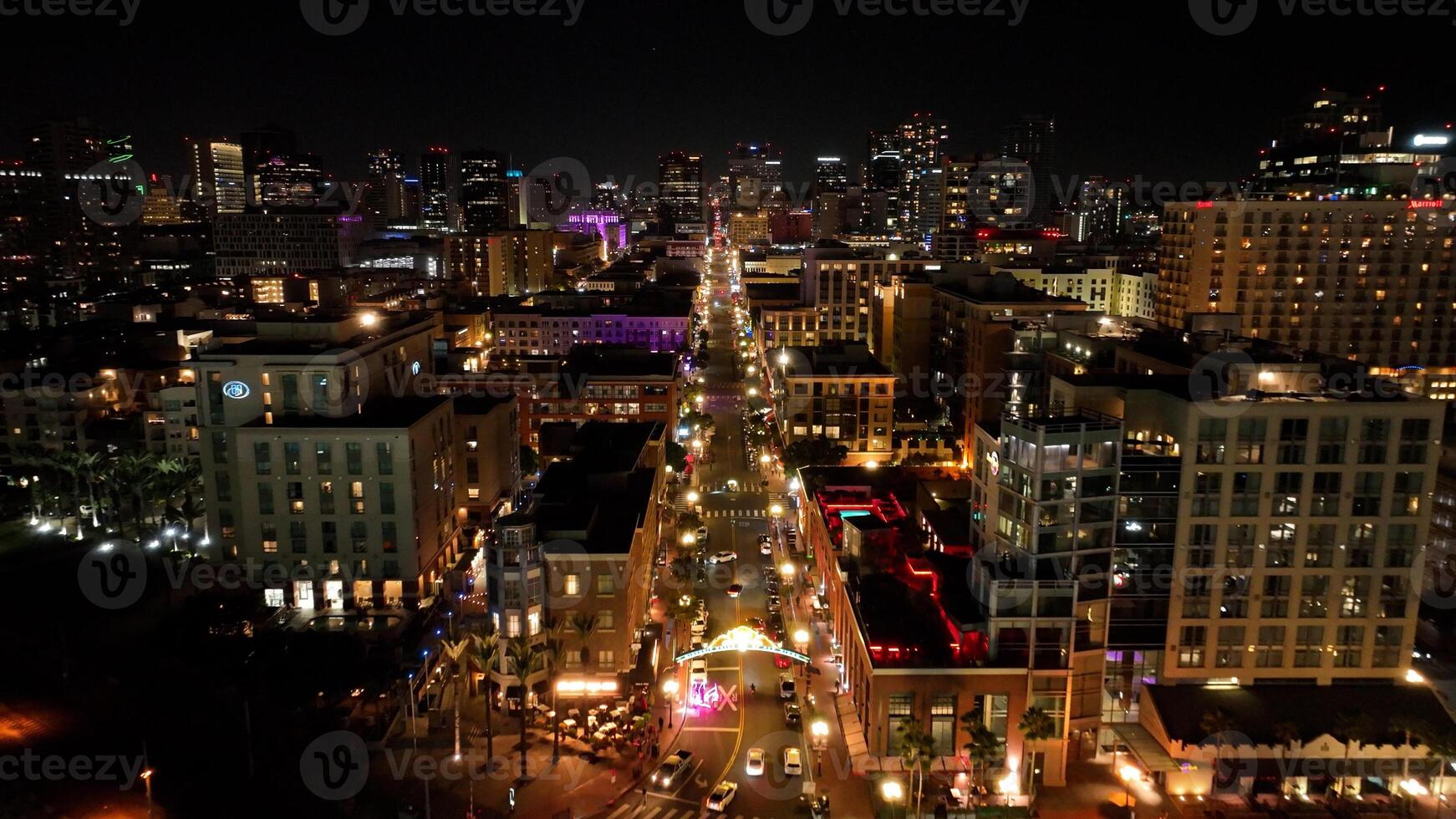 Aerial Gaslamp Quarter in San Diego California United States. photo