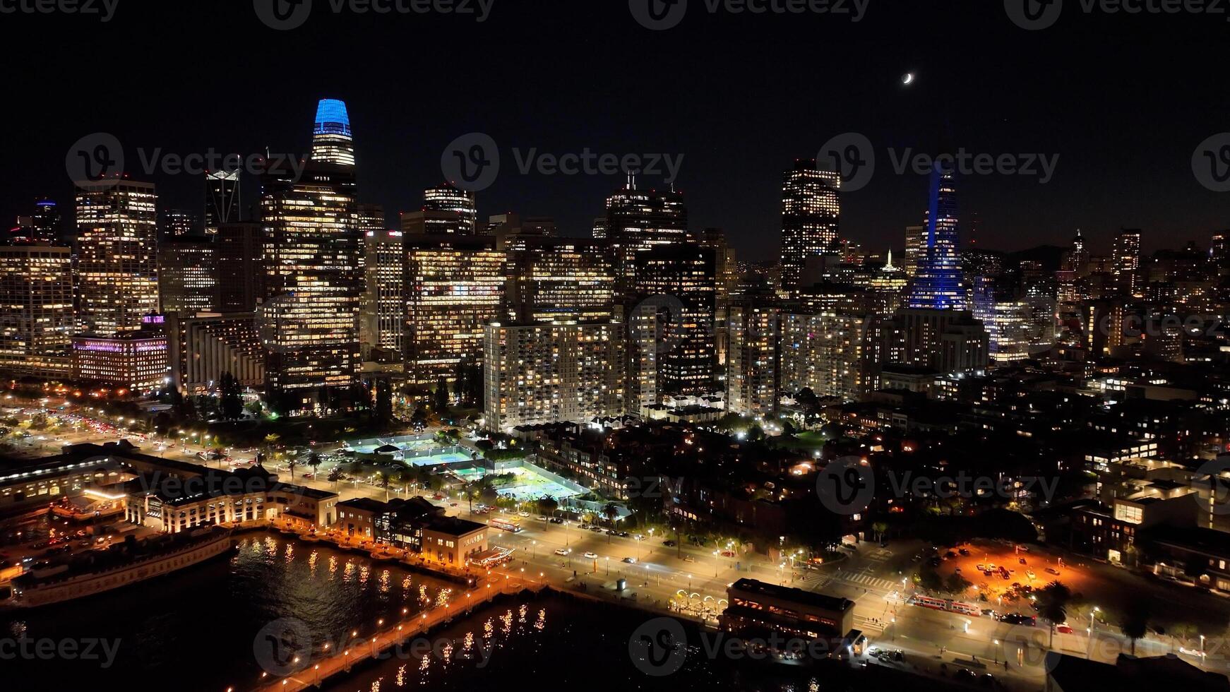 Stunning Illuminated Buildings in San Francisco California United States. photo