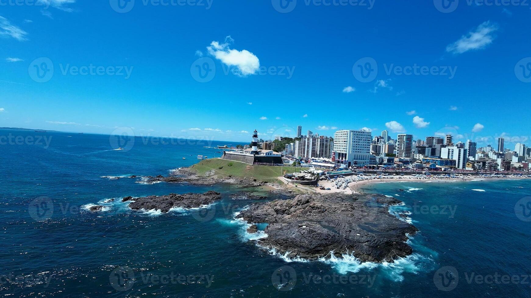 Scenic Barra Lighthouse in Salvador Bahia Brazil . Tourism Recreation. photo
