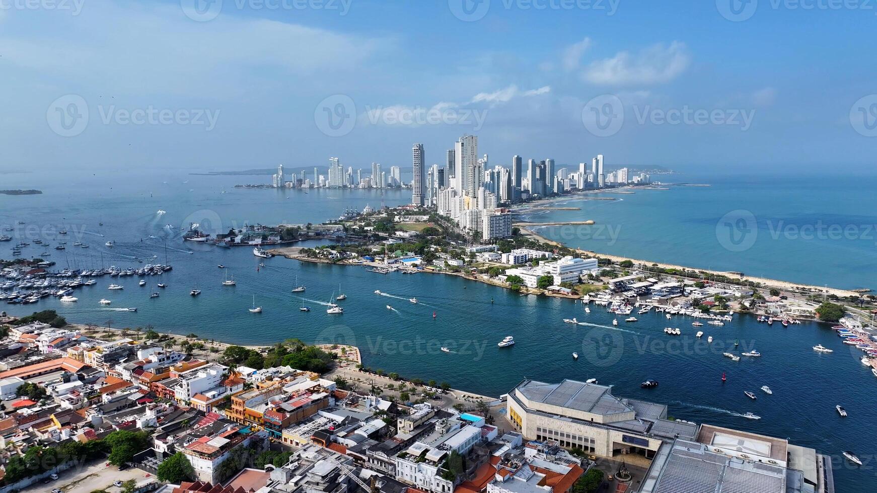 Outside Cartagena Skyline at Cartagena de India Bolivar in Colombia. Aerial Landscape Famous. photo