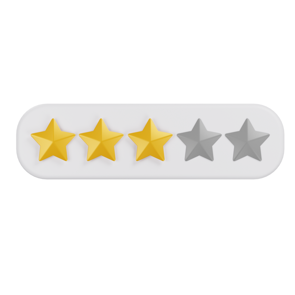 3D illustration with three star rating png