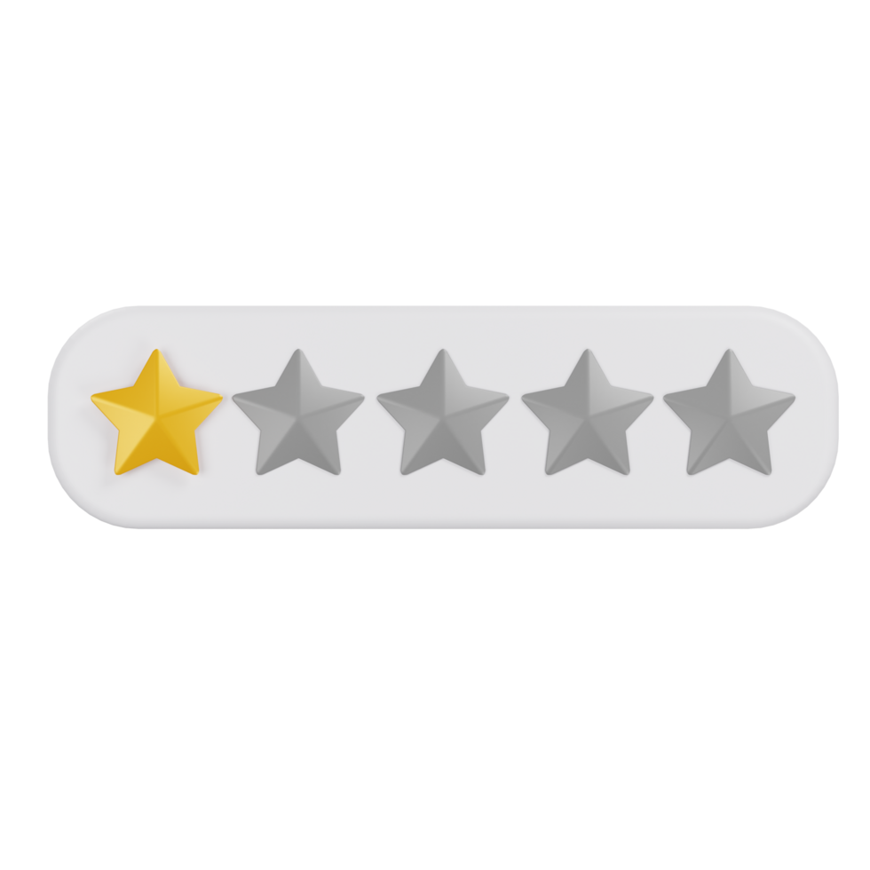 3D illustration with one star rating png