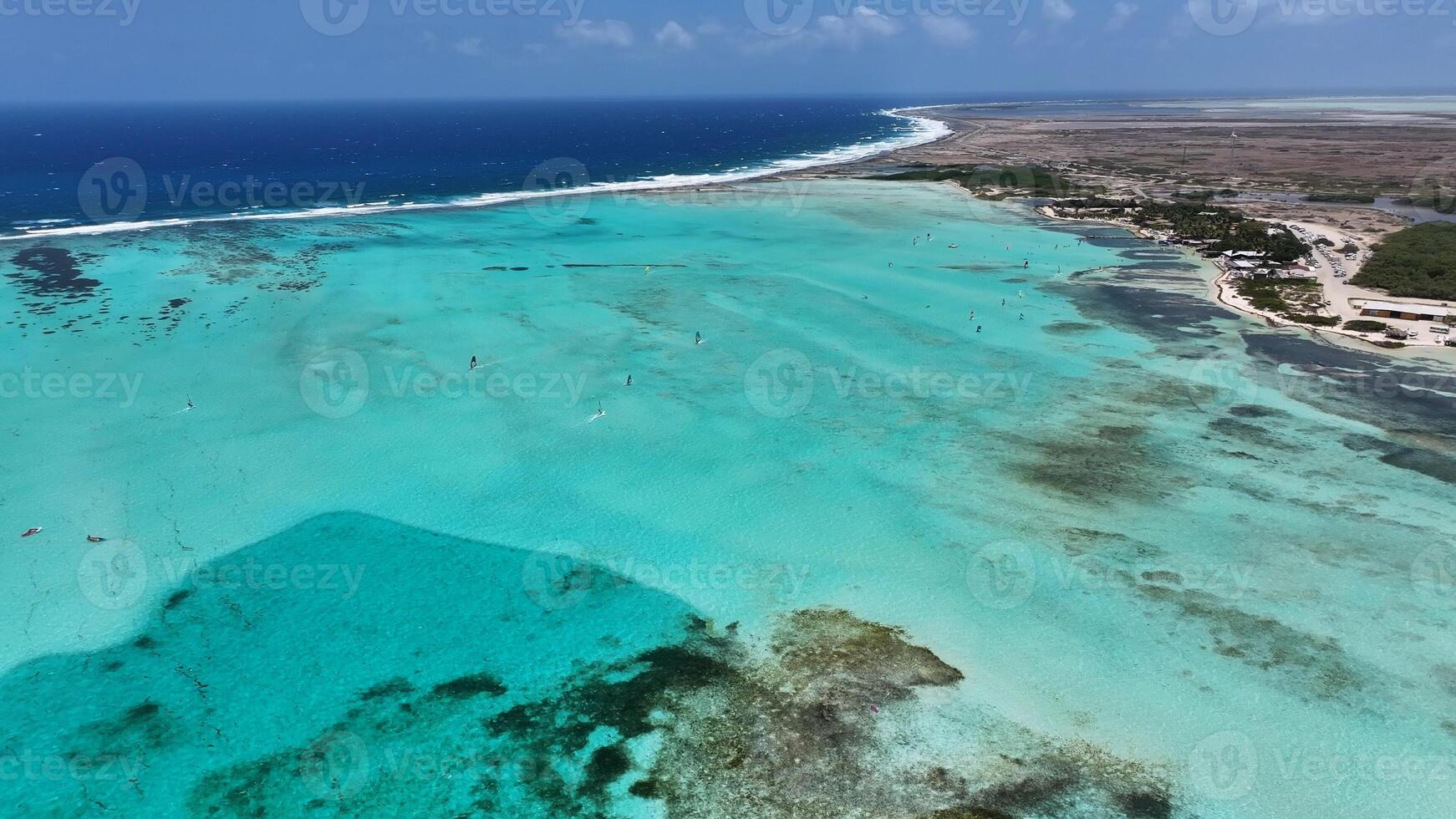 Aerial Landscape of Caribbean Beach in Kralendijk Bonaire in Netherlands Antilles. Nature Surf. photo