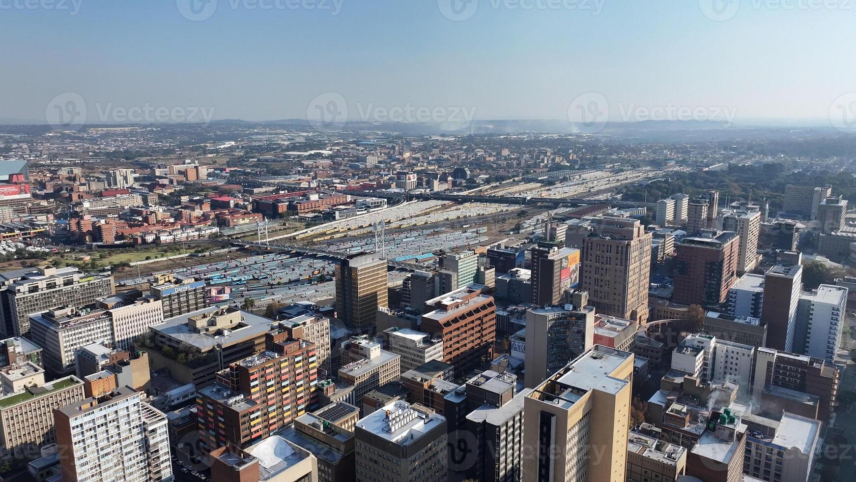 Aerial View of Johannesburg Skyline in Johannesburg Gauteng in South Africa. Africa Skyscraper. photo