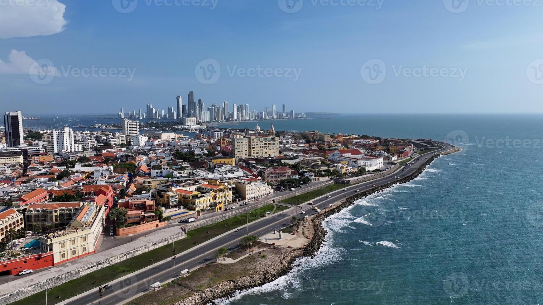 Outdoor Cartagena Skyline at Cartagena de India Bolivar in Colombia.. Skyline Cityscape. photo