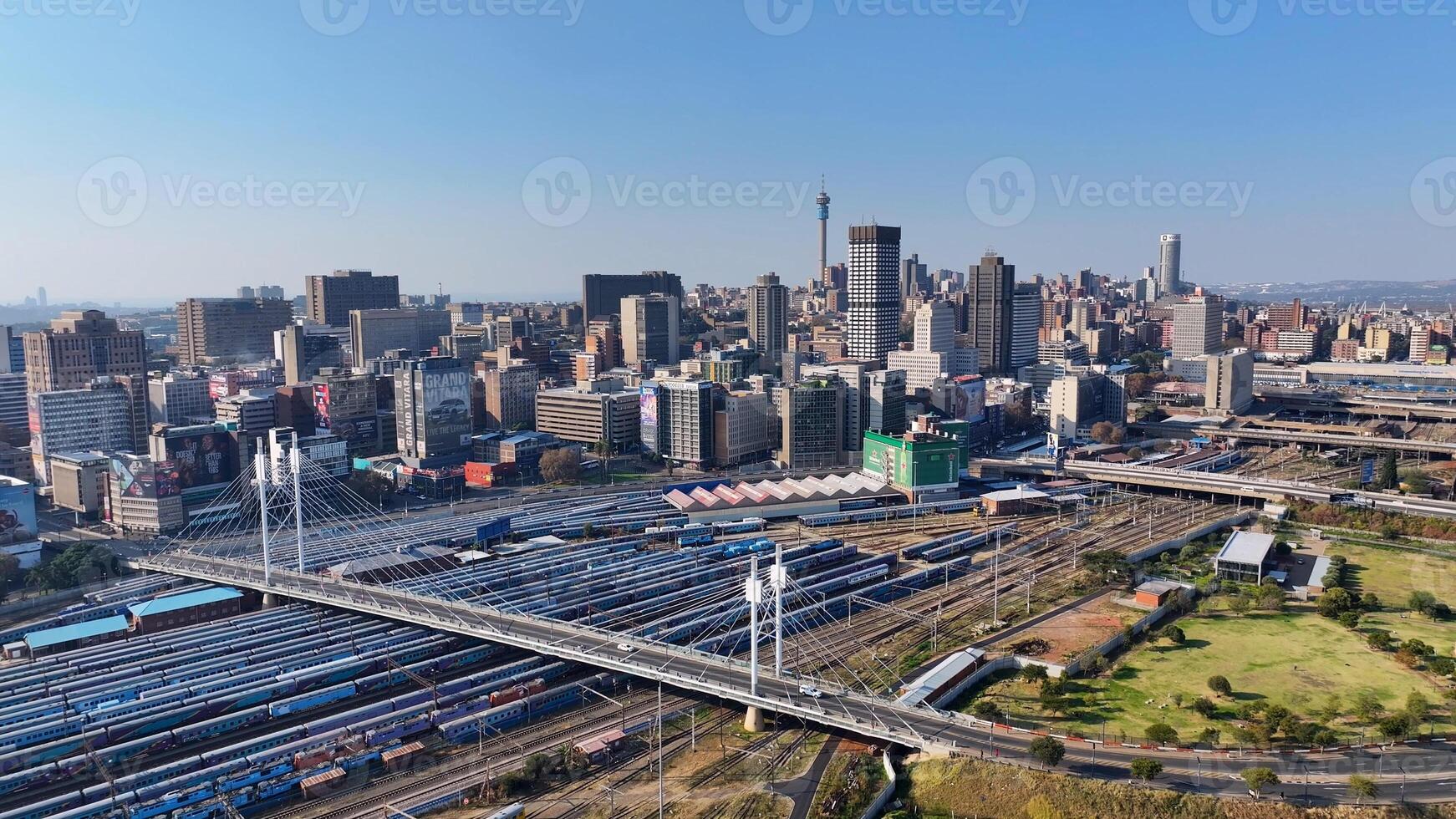 Awesome Nelson Mandela Bridge at Johannesburg in Gauteng South Africa.. Landscape Tourism. photo