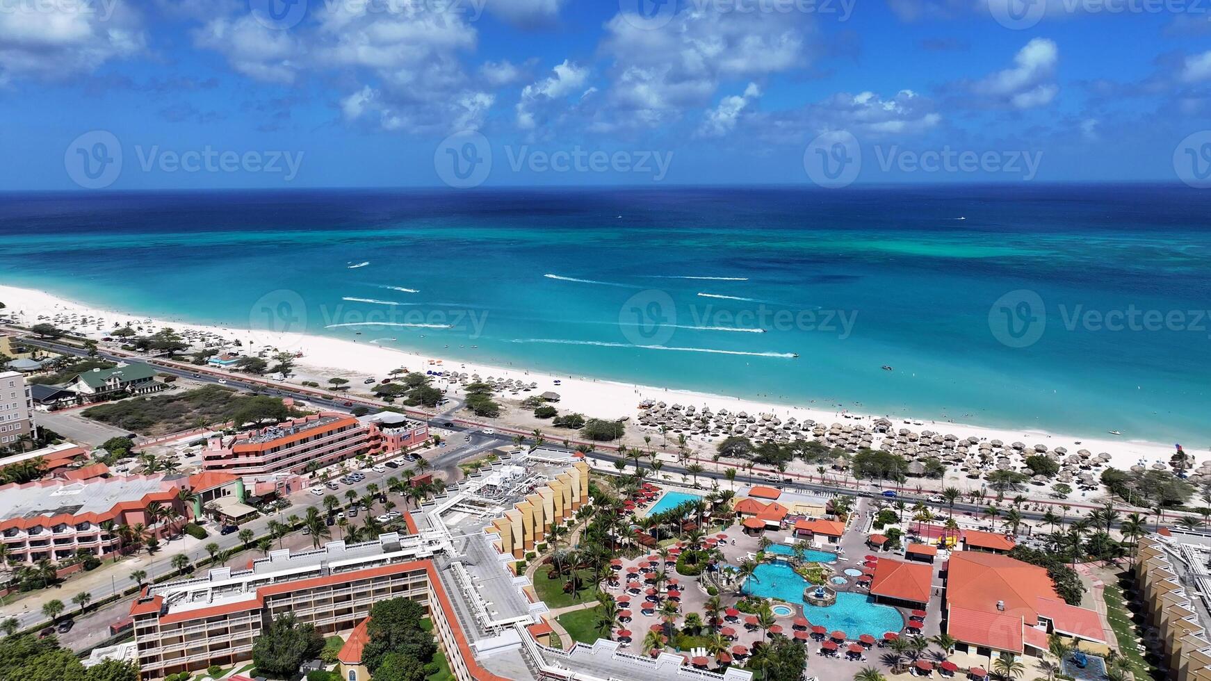 Outdoor Eagle Beach at Oranjestad Caribbean Netherlands in Aruba . Seascape Sea. photo