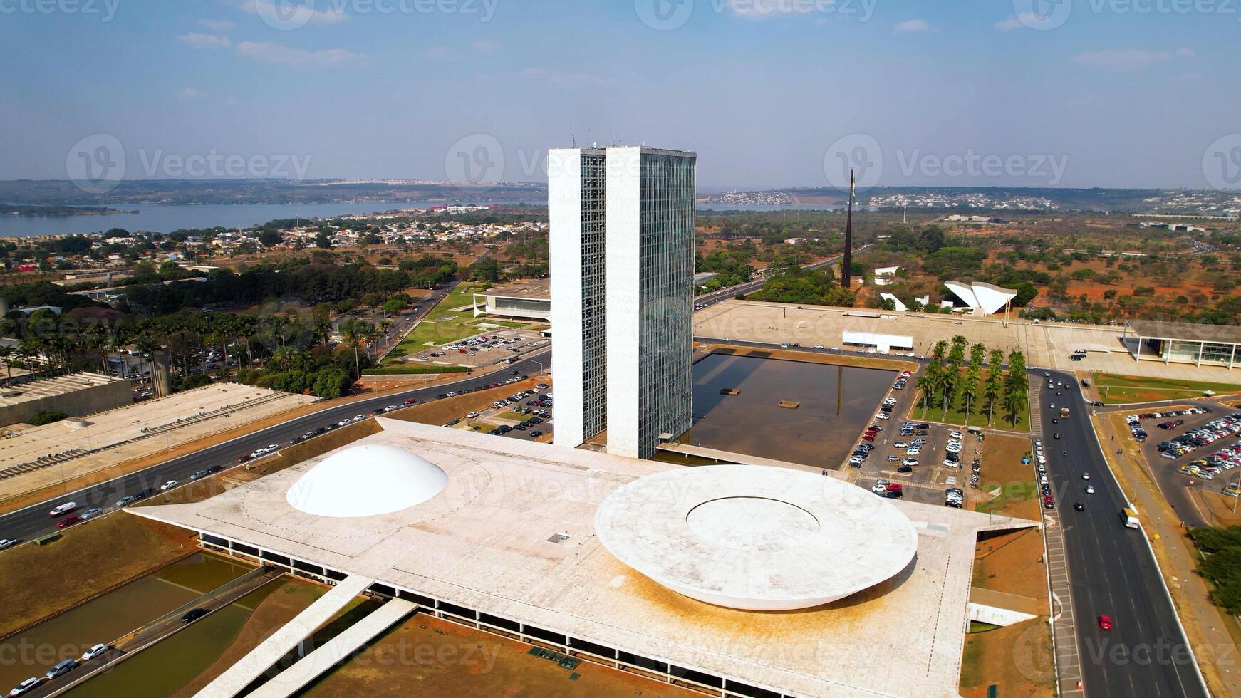 Landmark National Congress in Brasilia Federal District in Brazil.. Night Architecture. photo
