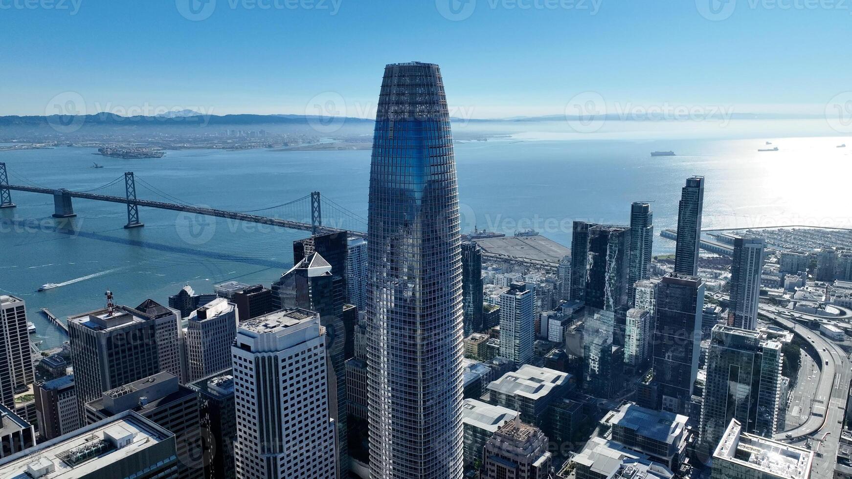 Scenic Salesforce Tower at San Francisco in California United States . Coast Skyline. photo