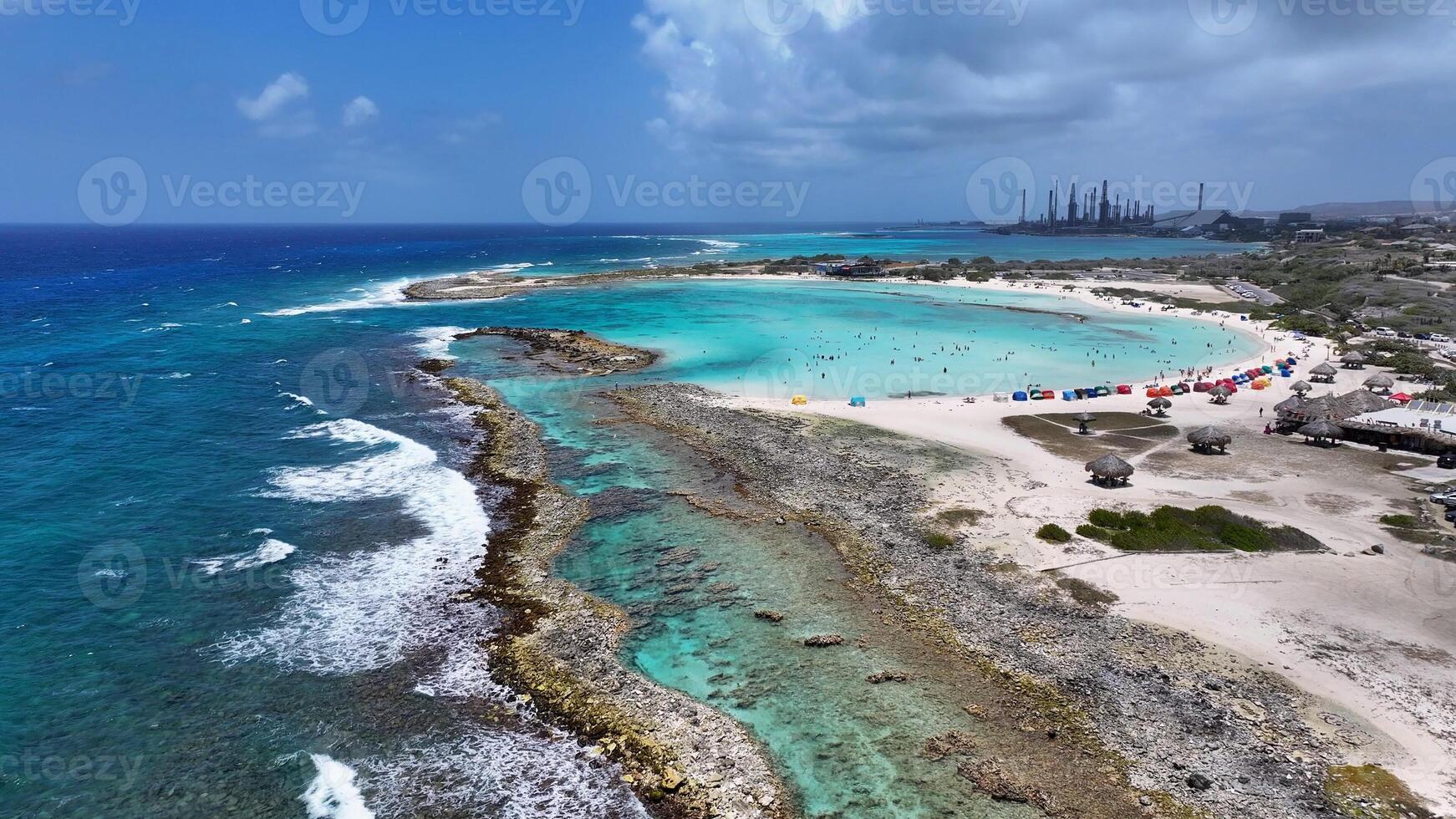 Aerial Baby Beach at San Nicolas Oranjestad Aruba.. Luxury Resort Paradise. photo