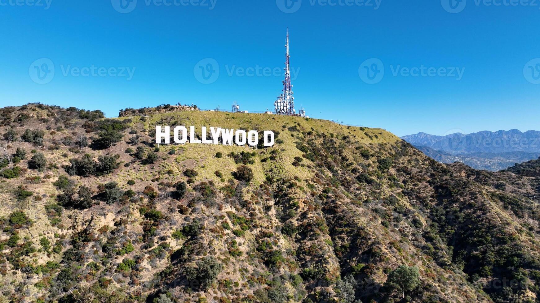 Aerial View of Hollywood Sign in Los Angeles California United States. photo