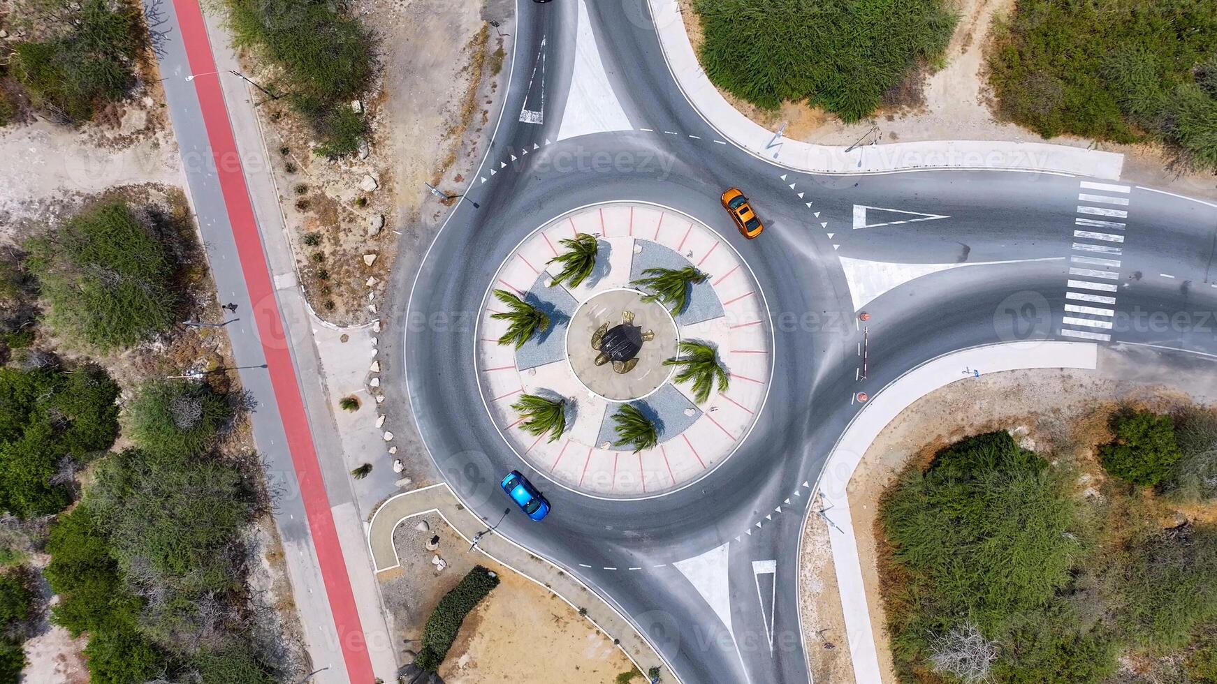 Above view of Amsterdam Manor Roundabout in Eagle Beach Caribbean Netherlands Aruba. photo