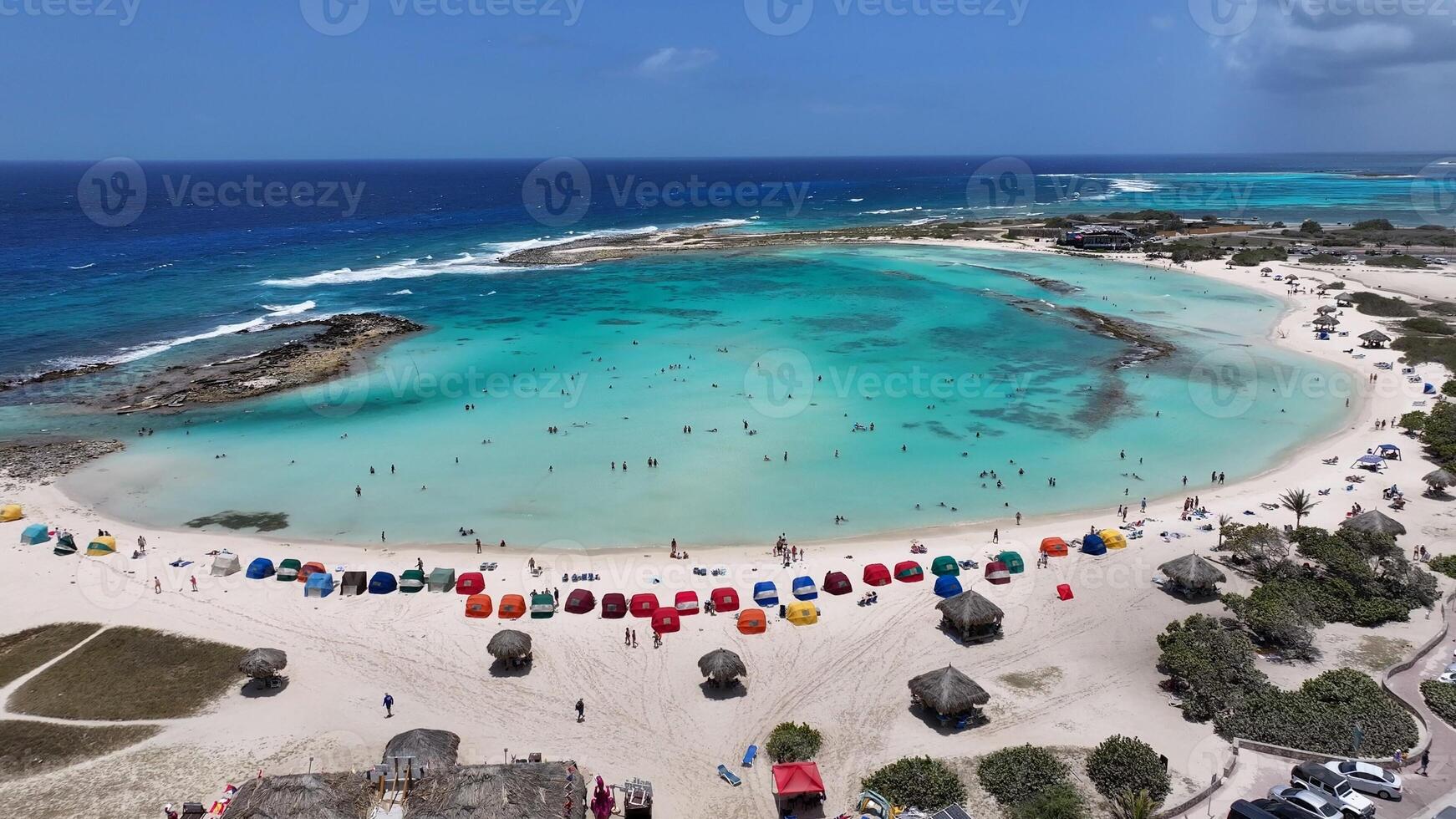 Scenic Baby Beach at San Nicolas Oranjestad Aruba . City Nautical Vessel. photo