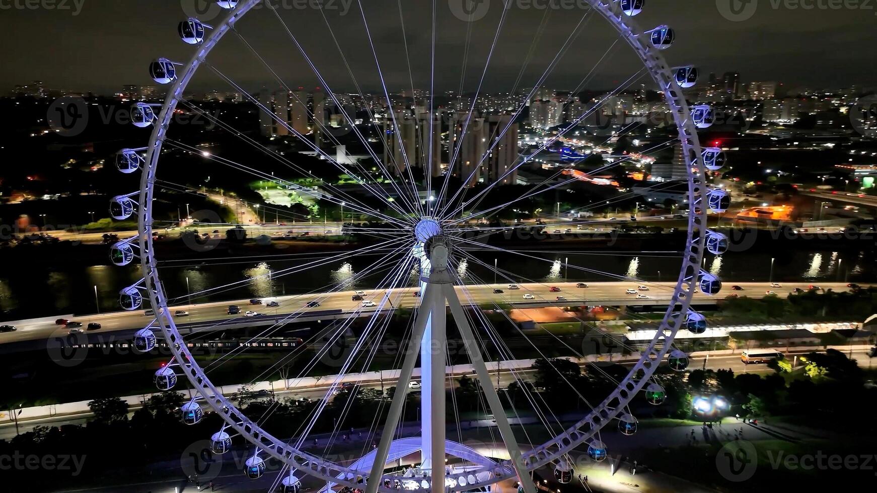 Landmark Ferris Wheel in Marginal Pinheiros Sao Paulo Brazil. Outdoors Wheel. photo
