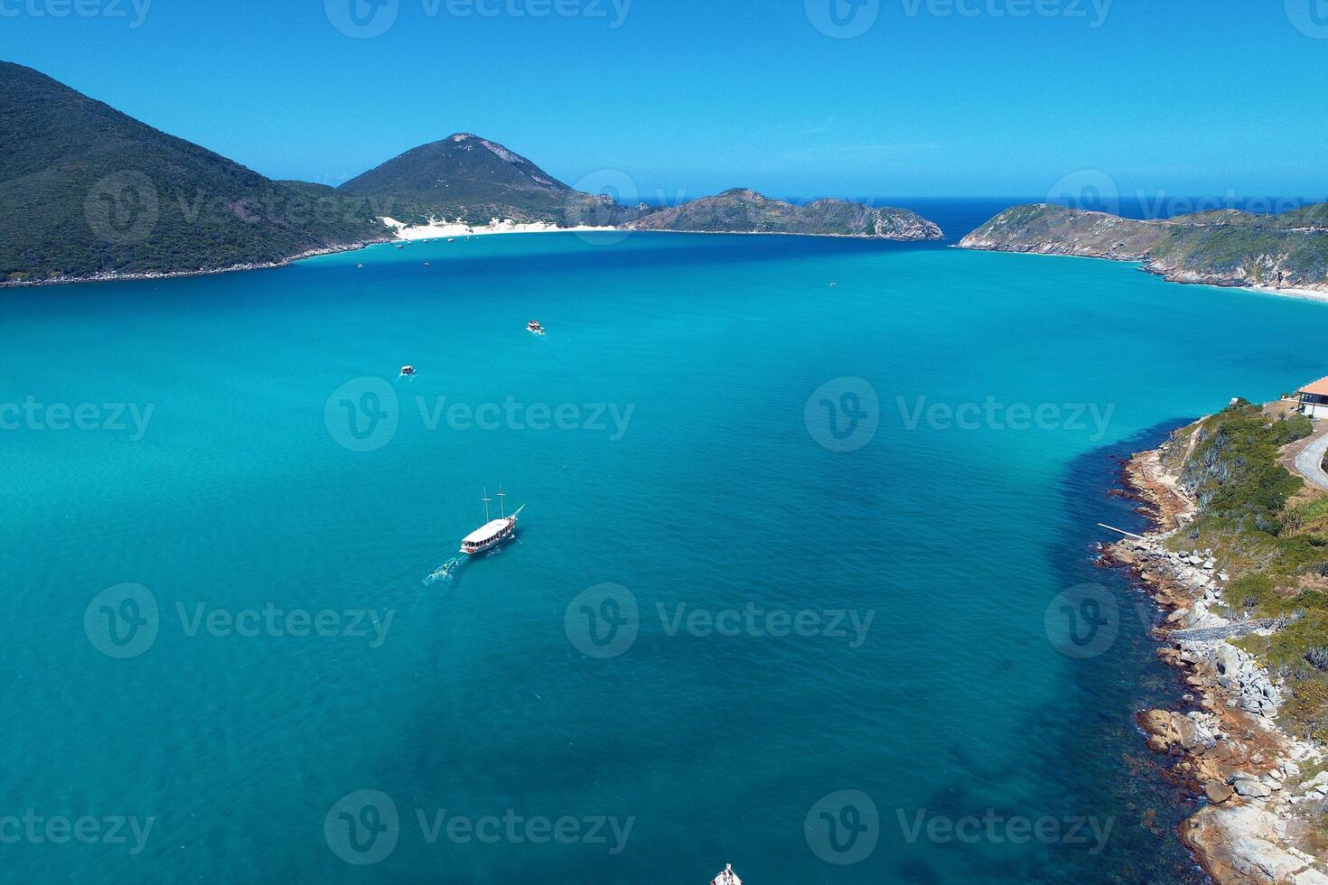 Aerial Tropical Beach in Arraial do Cabo Rio de Janeiro Brazil. photo