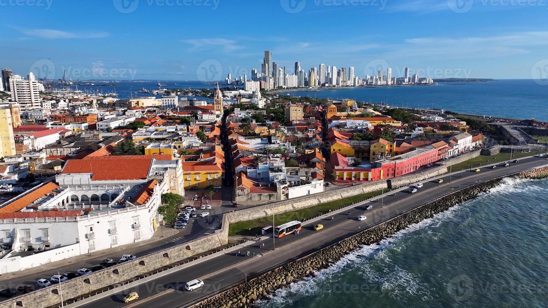 Awesome Cartagena Skyline in Cartagena Bolivar in Colombia.. Strong Scenery. photo