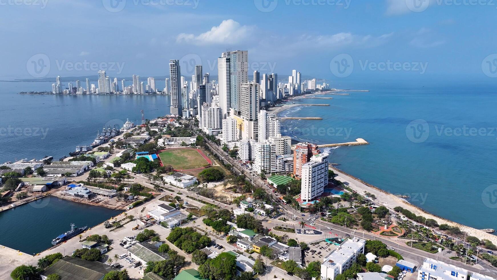 Awe Modern Zone in Cartagena de India Bolivar Colombia . Tropical Tower. photo
