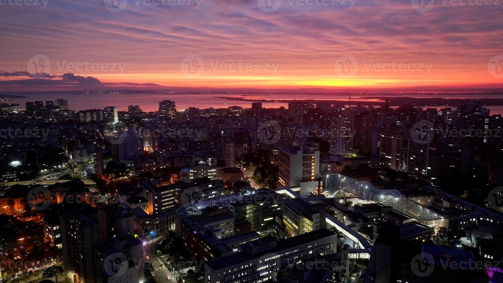 Famous Porto Alegre Skyline at Porto Alegre Rio Grande do Sul in Brazil . Night City Office. photo