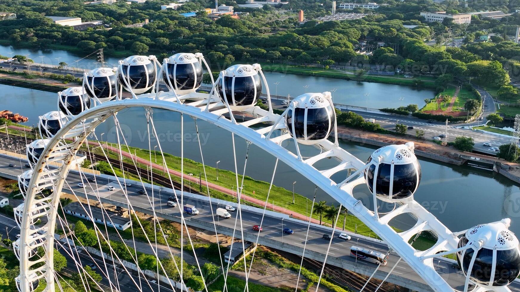 Landmark Ferris Wheel in Candido Portinari Park Sao Paulo Brazil. photo