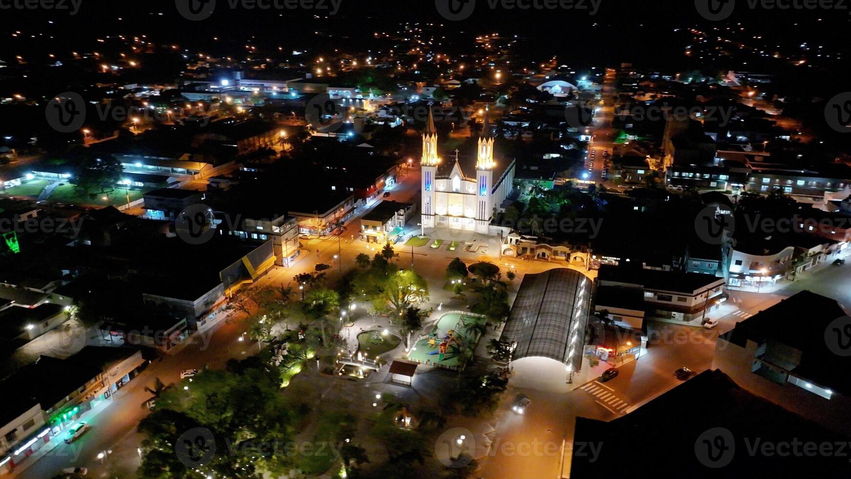 Scenic Illuminated Church in Praia Grande Santa Catarina Brazil. photo