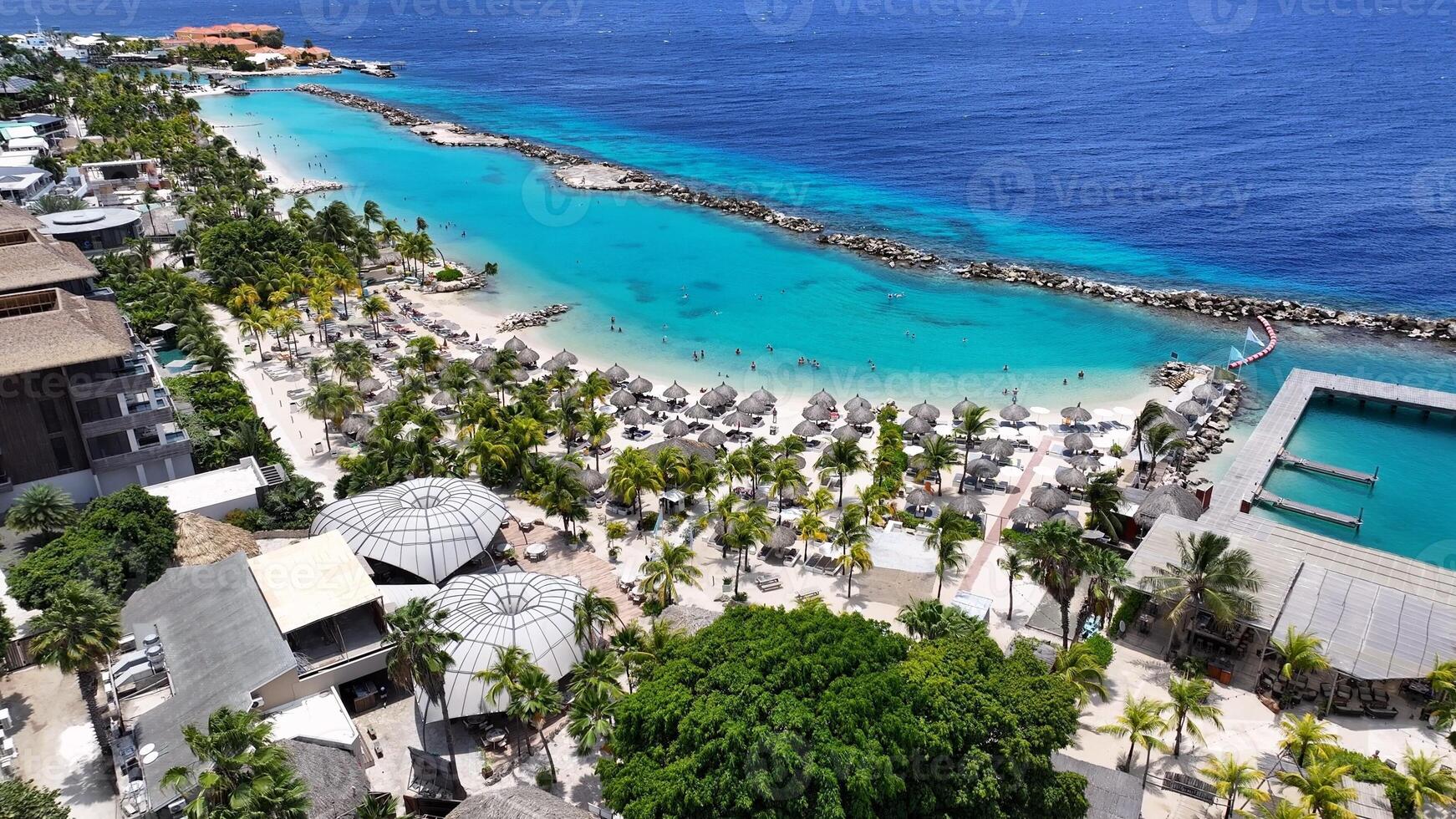 Awe Mambo Beach at Willemstad Netherlands Curacao. Scene Summer. photo