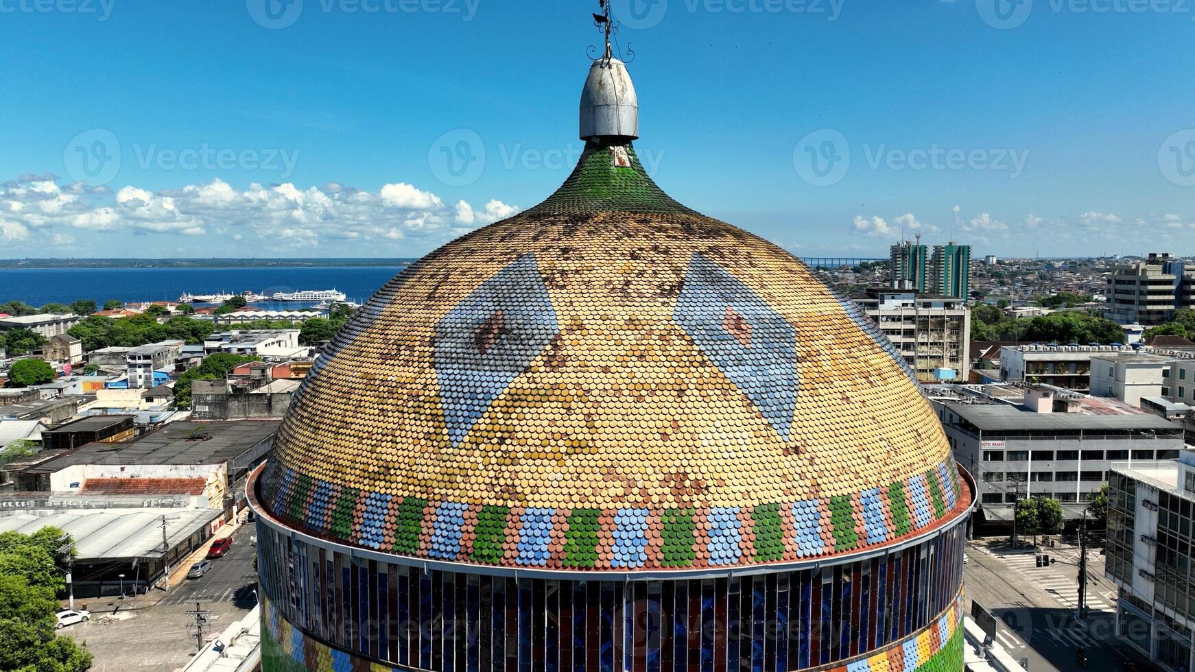 Aerial Landscape of Amazonas Theater in Manaus Amazonas Brazil. photo