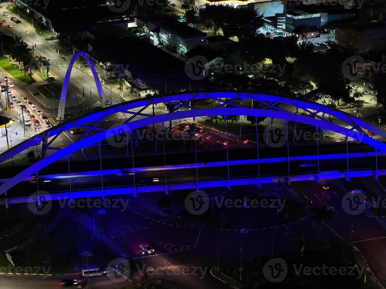 Above view of Suspension Bridge in Osasco Sao Paulo Brazil. photo