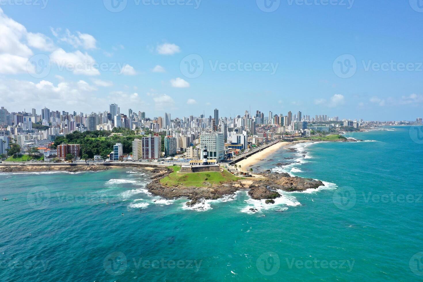 Aerial View of Itapua beach in Salvador Bahia Brazil. photo