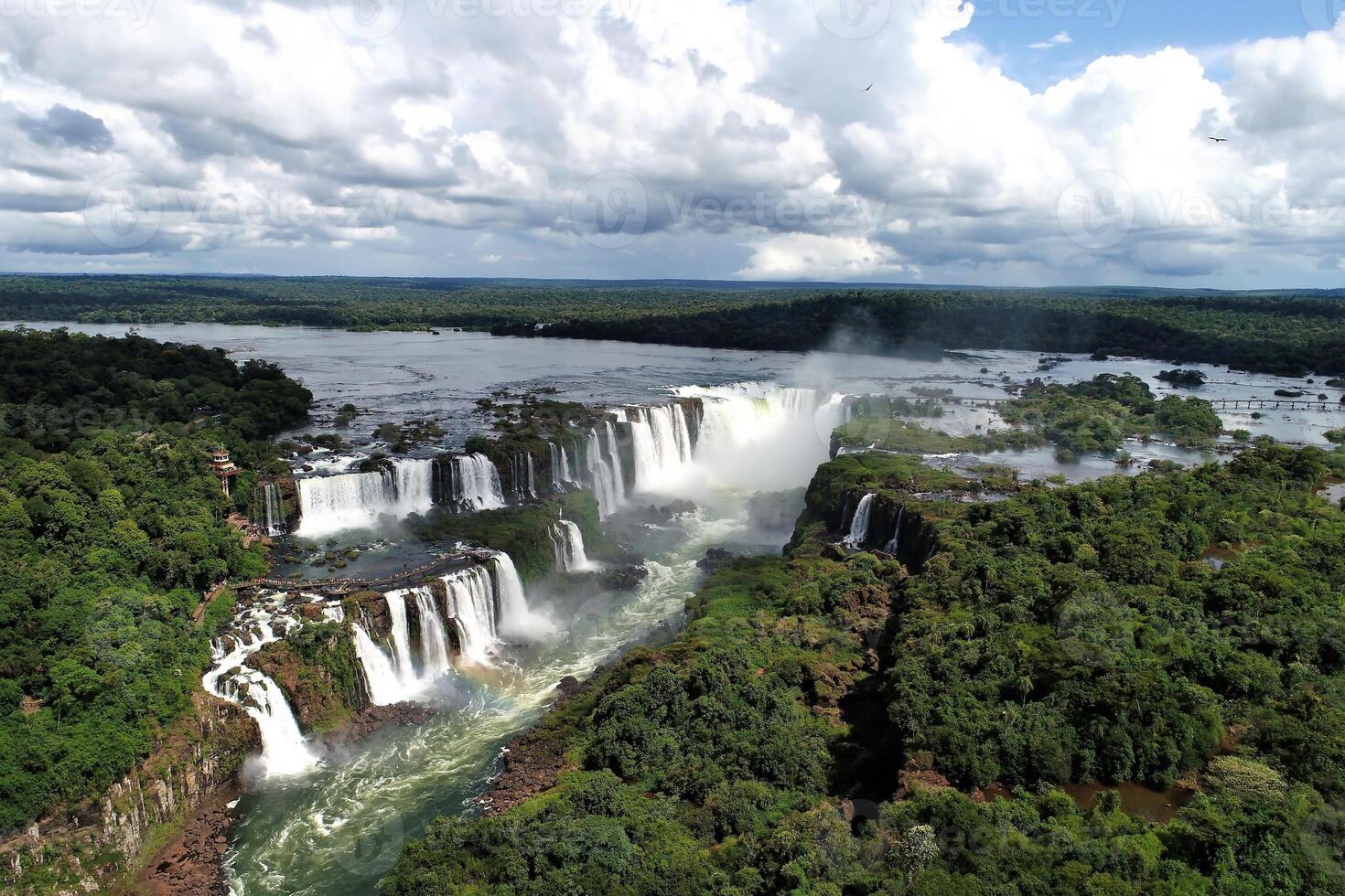 Scenic Iguazu Falls in Foz do Iguacu Parana in Brazil. Cataracts Cascade. photo