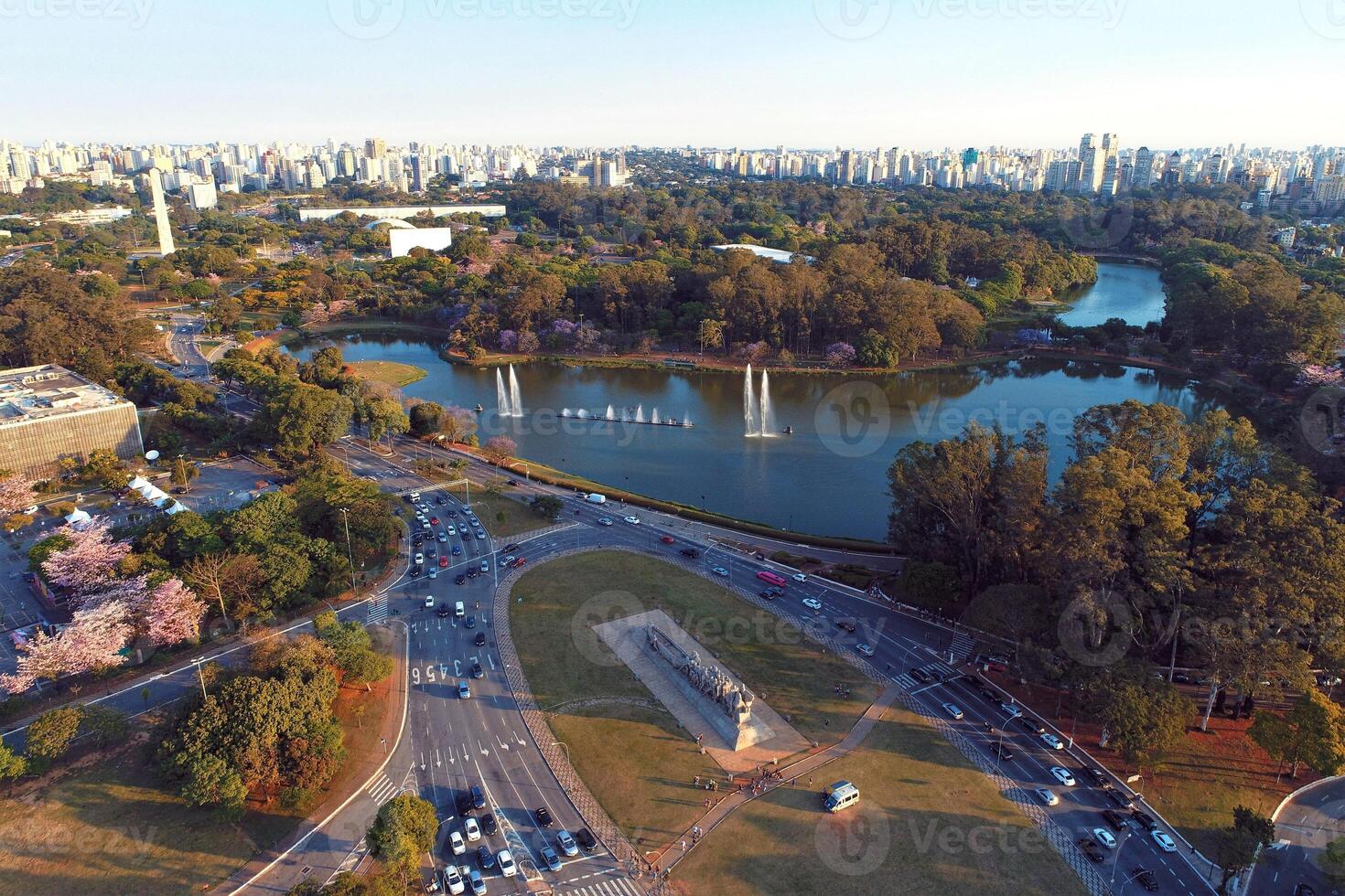 Exterior Ibirapuera Park at Sao Paulo Sao Paulo in Brazil. Aerials Landscape. photo