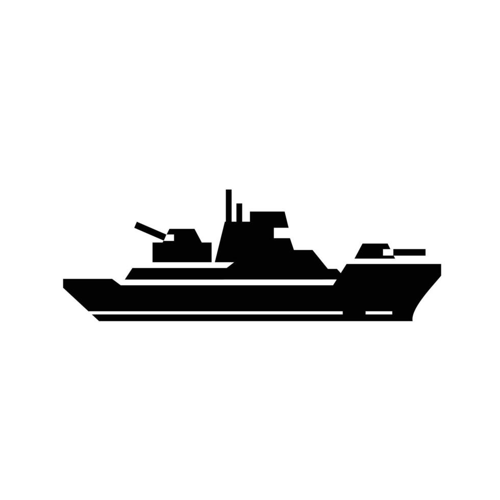 Big warship logo, sea transport with minimalist style icon vector