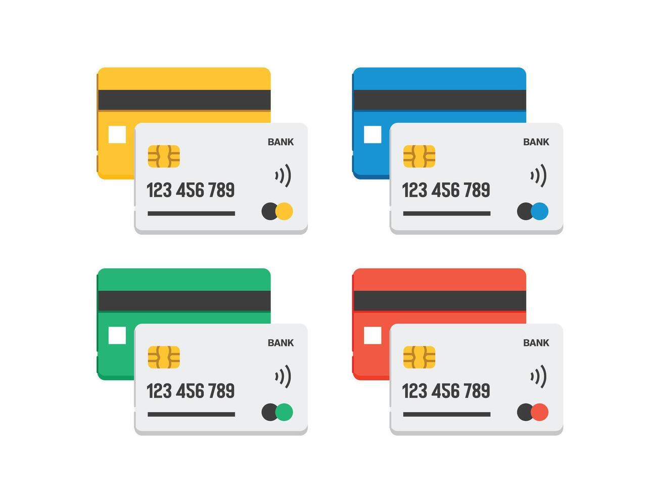 minimalist plastic card illustration of various types, bank card non-cash payment icon in monoline style vector