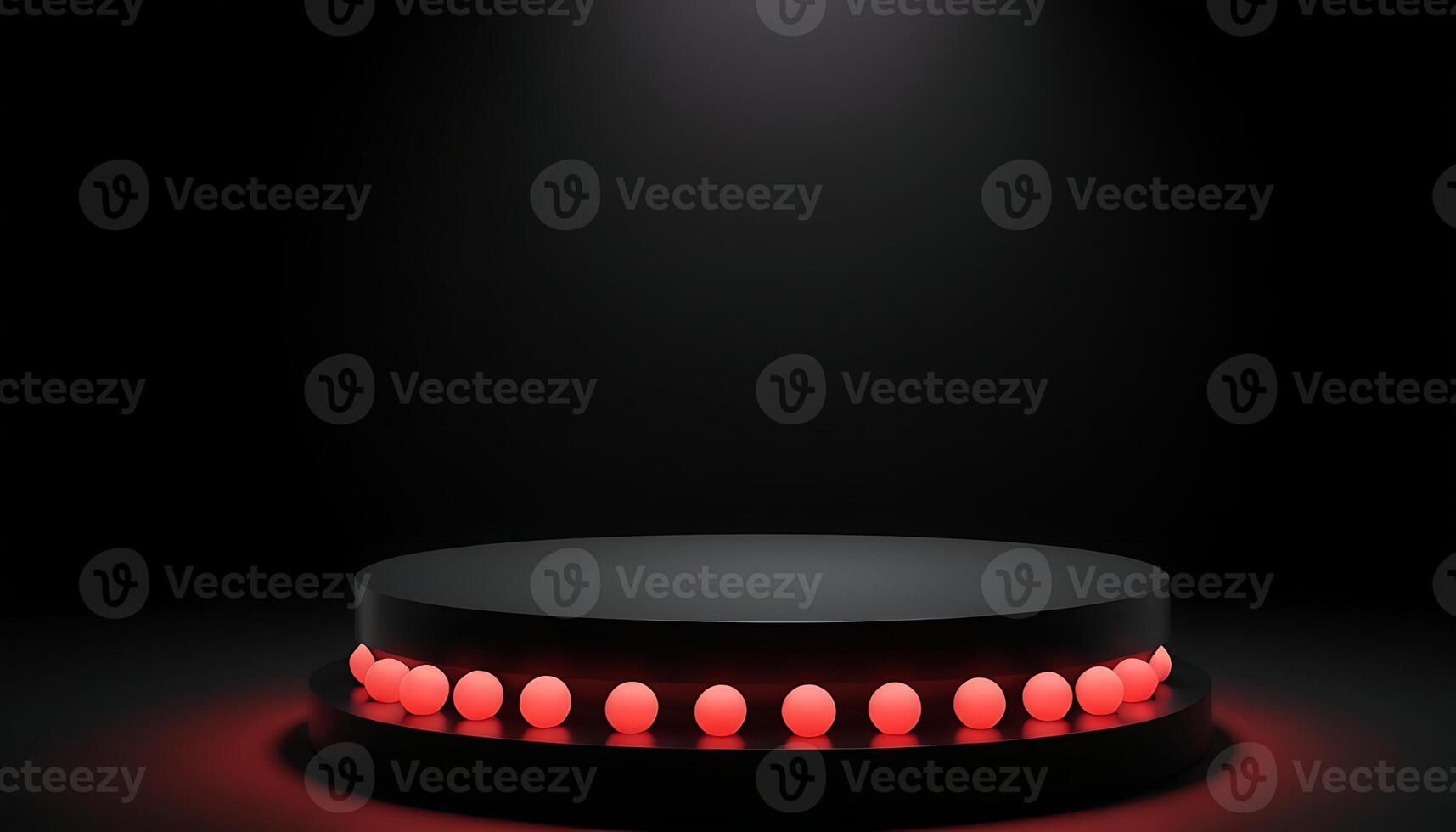A black round table with red lights on it photo