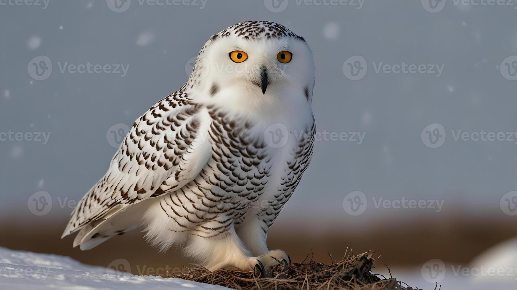 Snowy owl perched photo