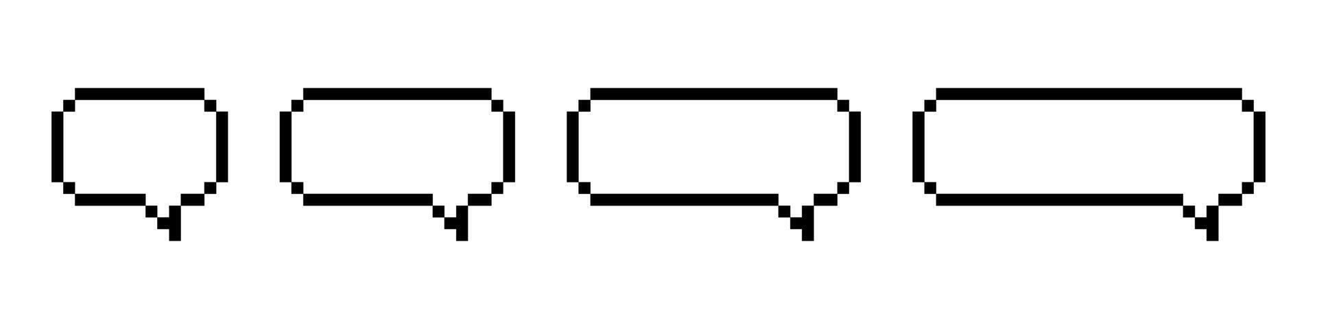 Speech bubble pixel art icon set. vector