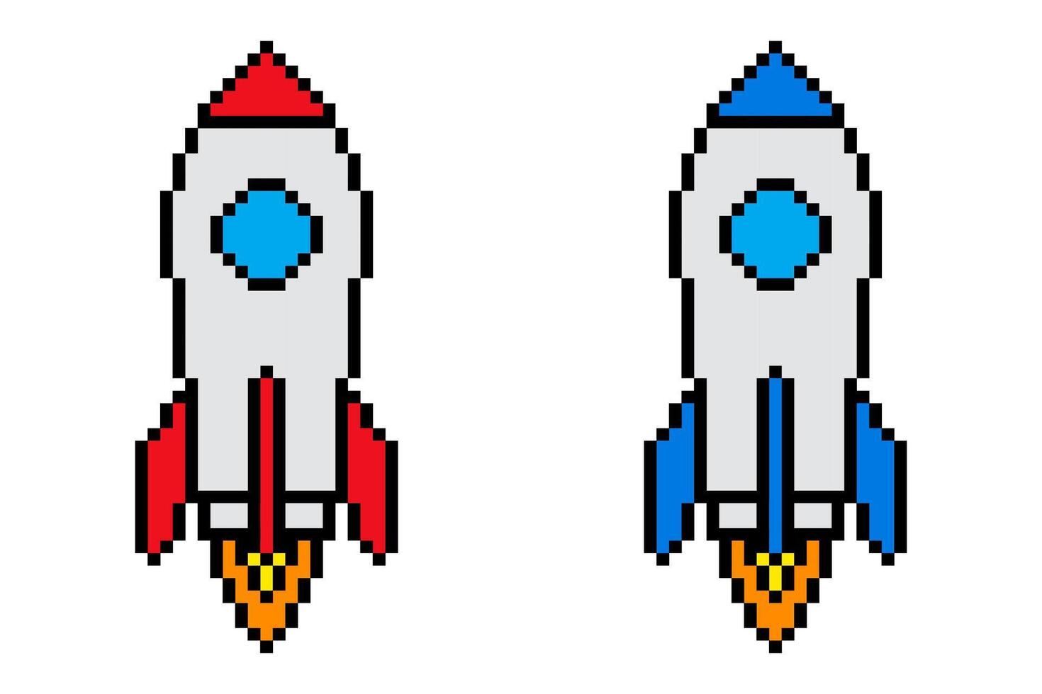 Rocket icon pixel art vintage illustration vector