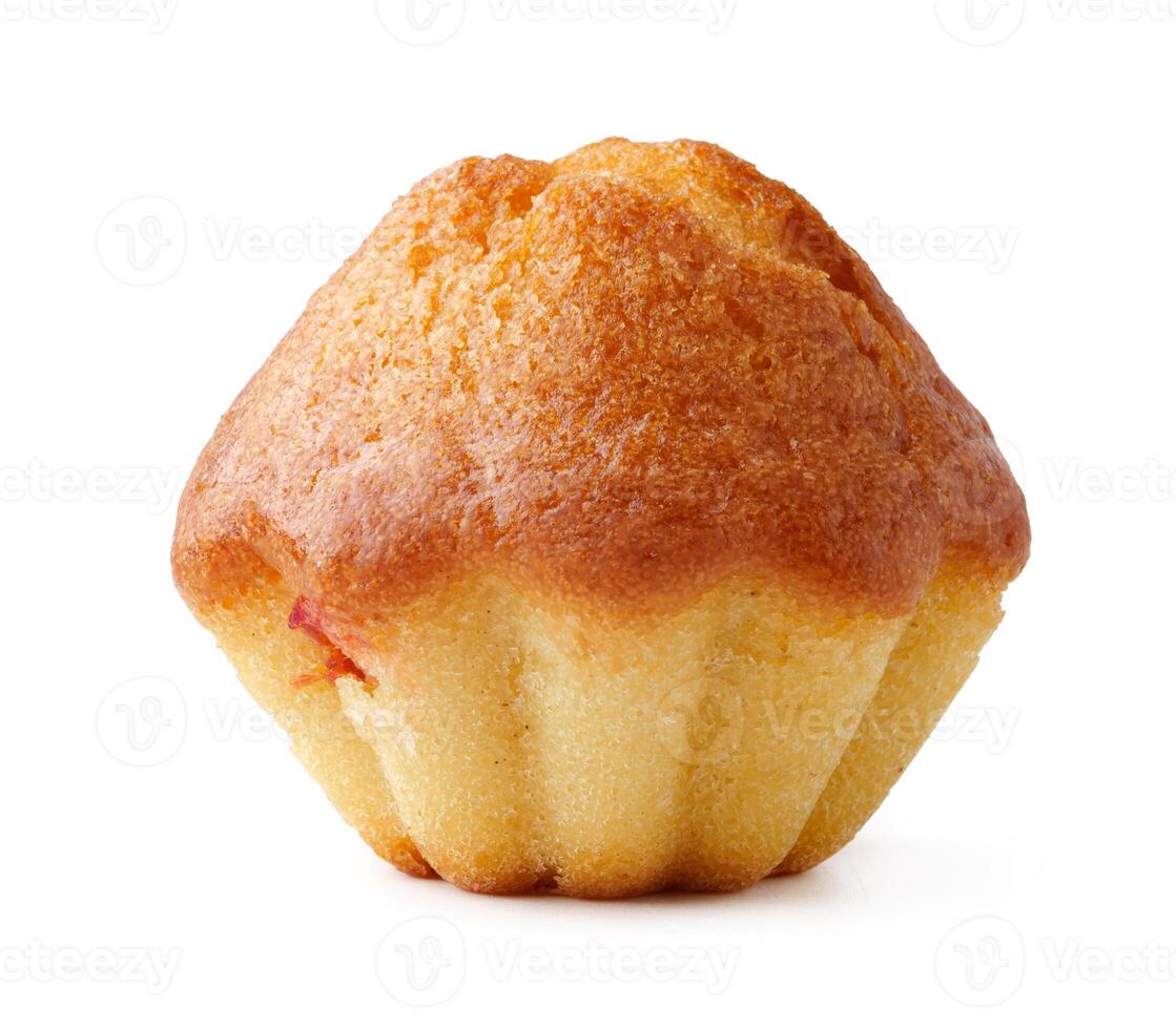 Moist buttery cupcake with a golden brown top, perfect for special occasions, served on a white background photo