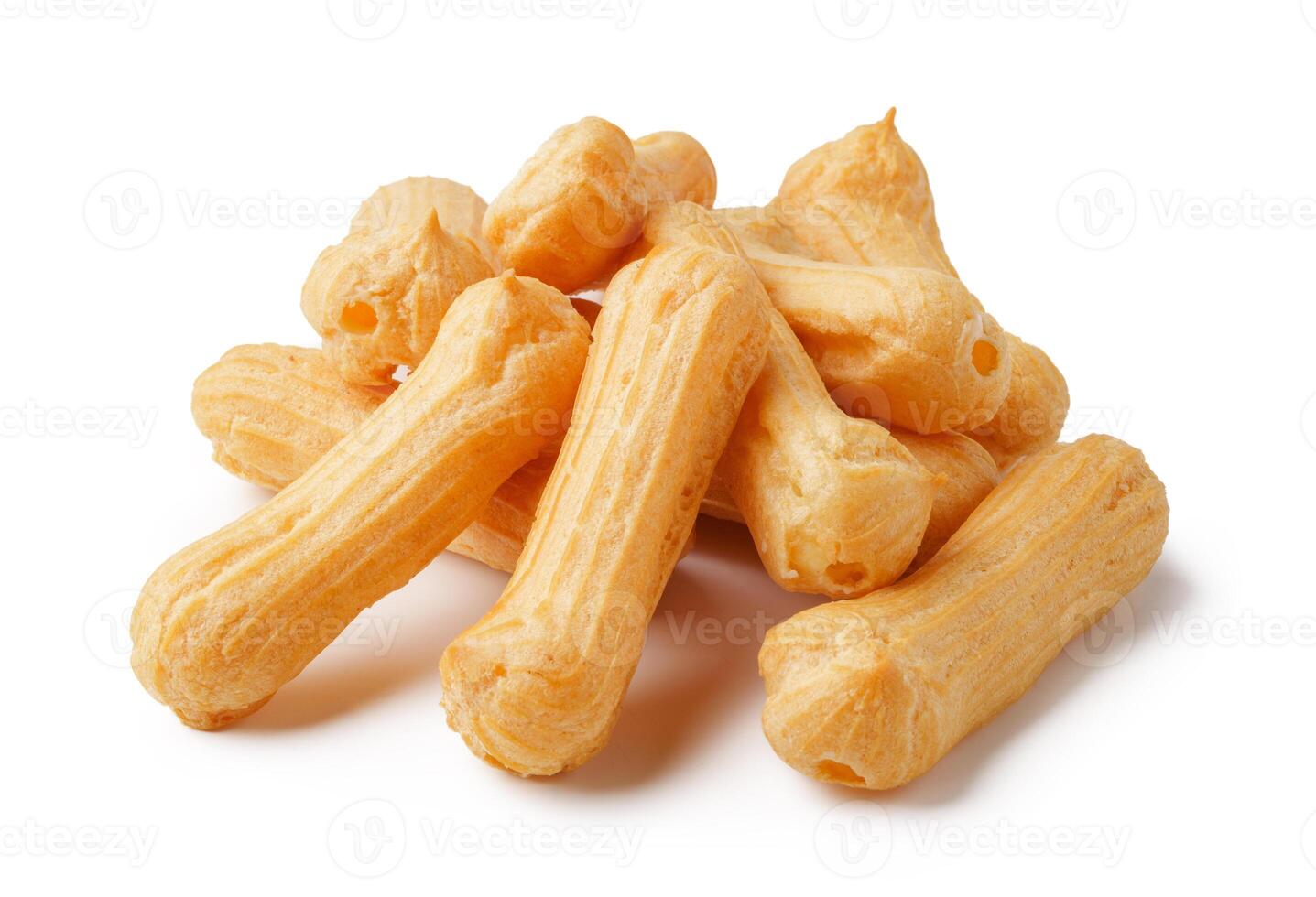 Chewy dog treats shaped like bones arranged on a white background perfect for canine snacks photo
