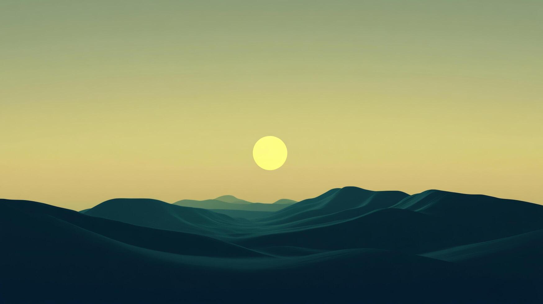 Rolling hills bathed in the warm glow of a setting sun in a minimalist desert landscape photo