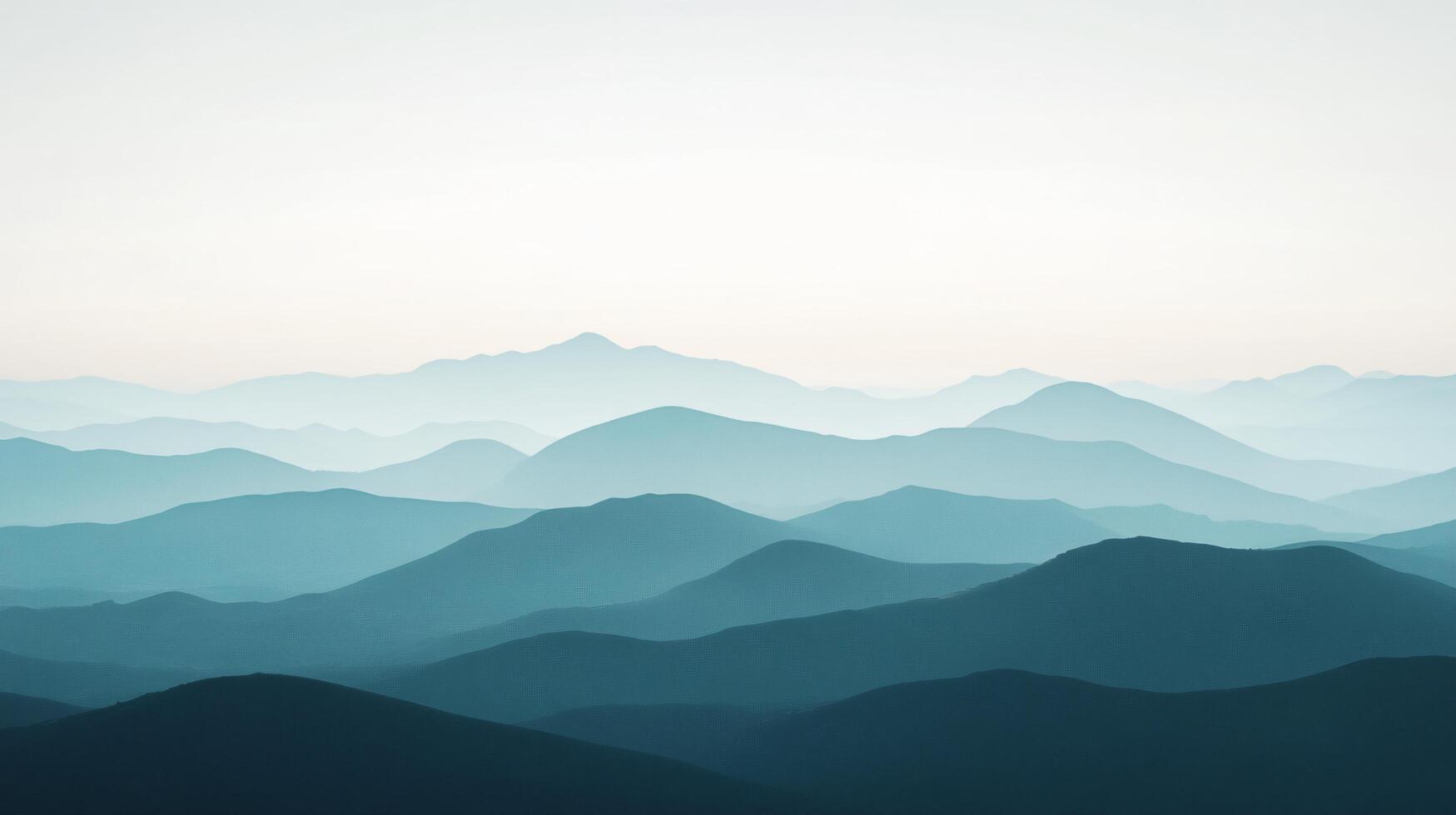 Stunning vista of blue mountain ridges fading into the distance, creating a serene and tranquil landscape photo