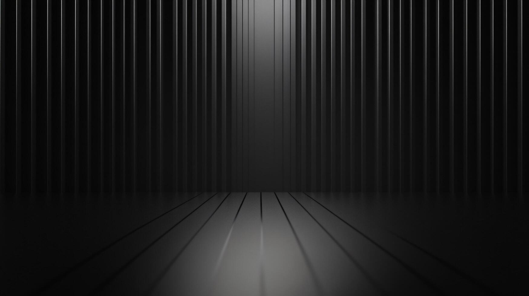 Empty dark room with vertical lines and wooden floor is creating a dramatic atmosphere photo