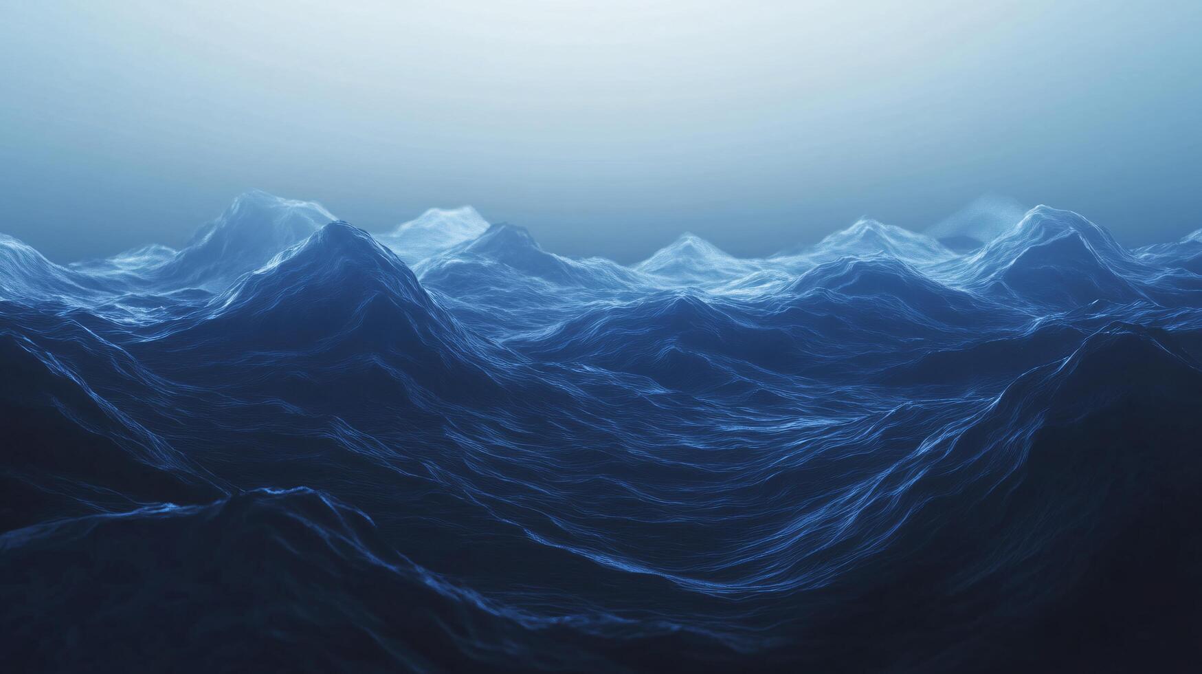 Stormy sea waves crashing in the deep blue ocean under dramatic sky photo