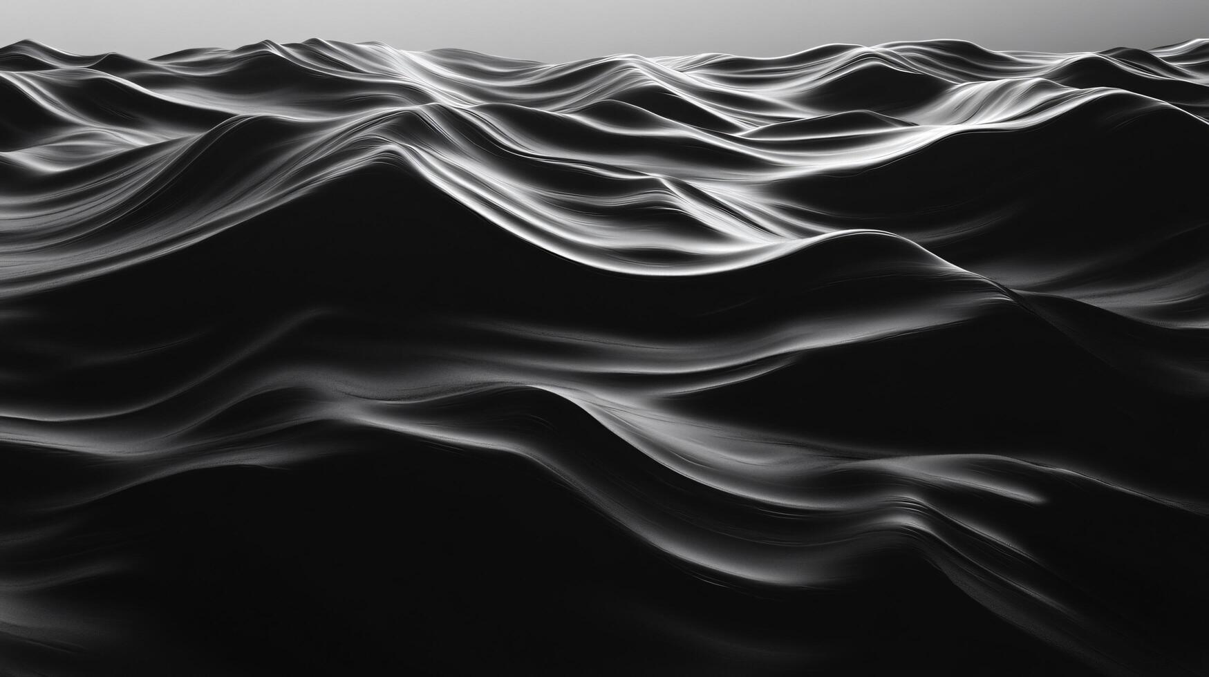 Dark abstract landscape with rolling hills creating a wavy pattern under soft lighting photo