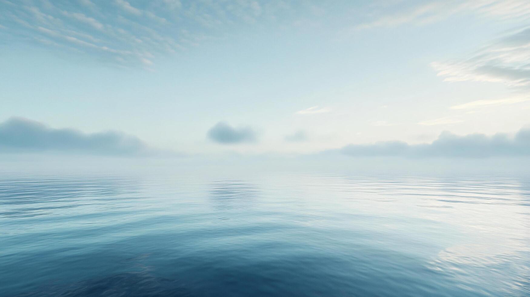 Tranquil ocean surface mirroring soft clouds under a serene sky, creating a peaceful atmosphere photo