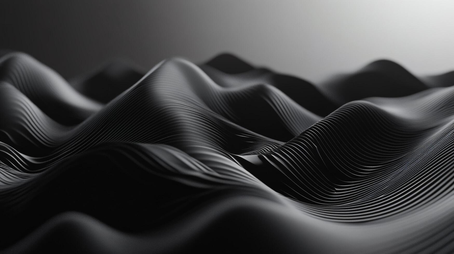 Smooth black waves creating an abstract mountainous landscape with a modern and elegant feel photo