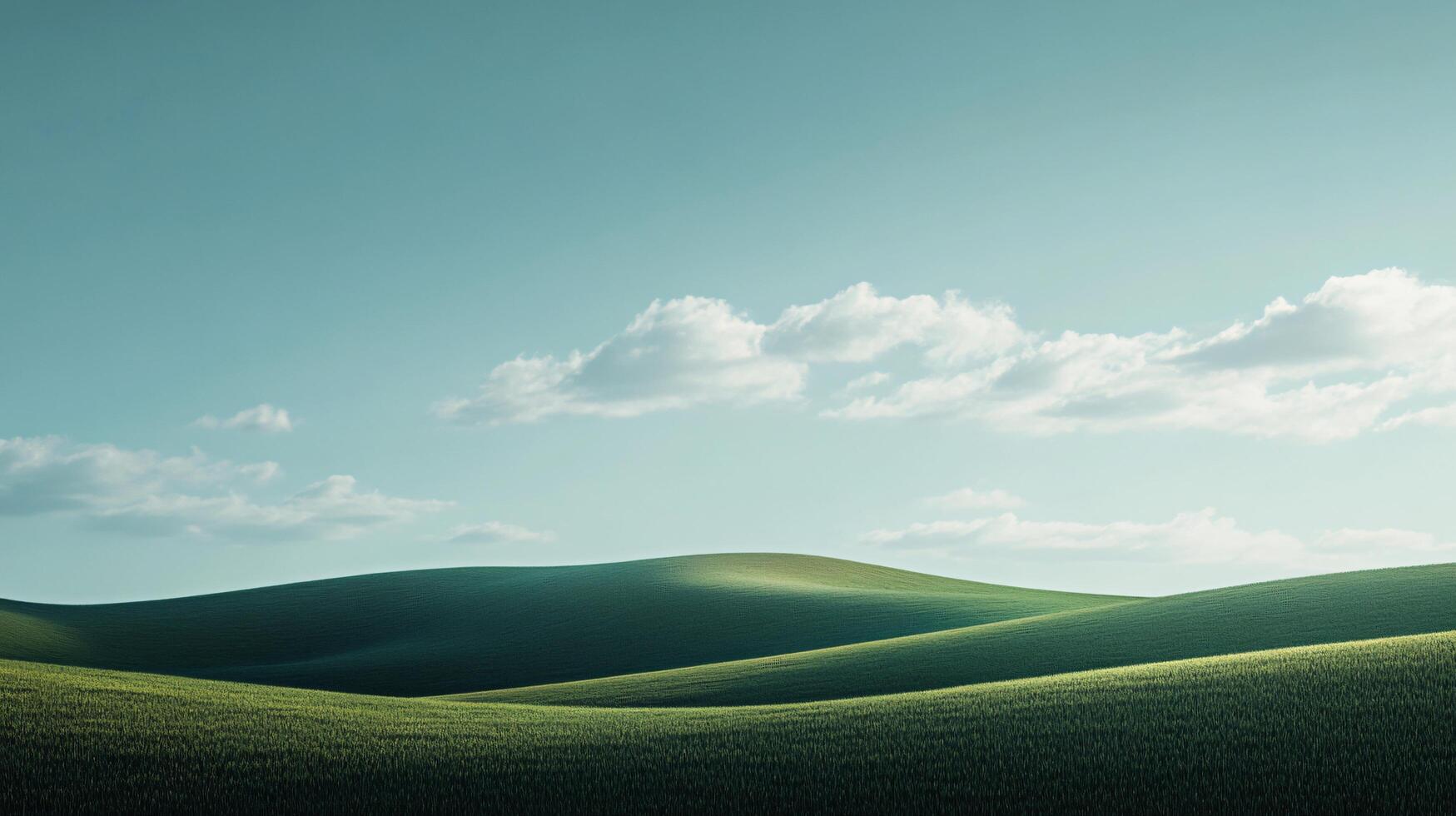Scenic view of green rolling hills bathed in sunlight under a serene cloudy sky photo