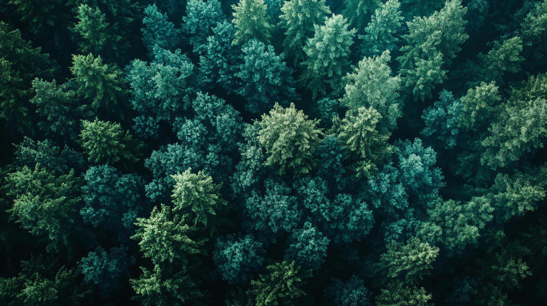 Aerial view of a dense forest, showcasing the texture and pattern of treetops photo