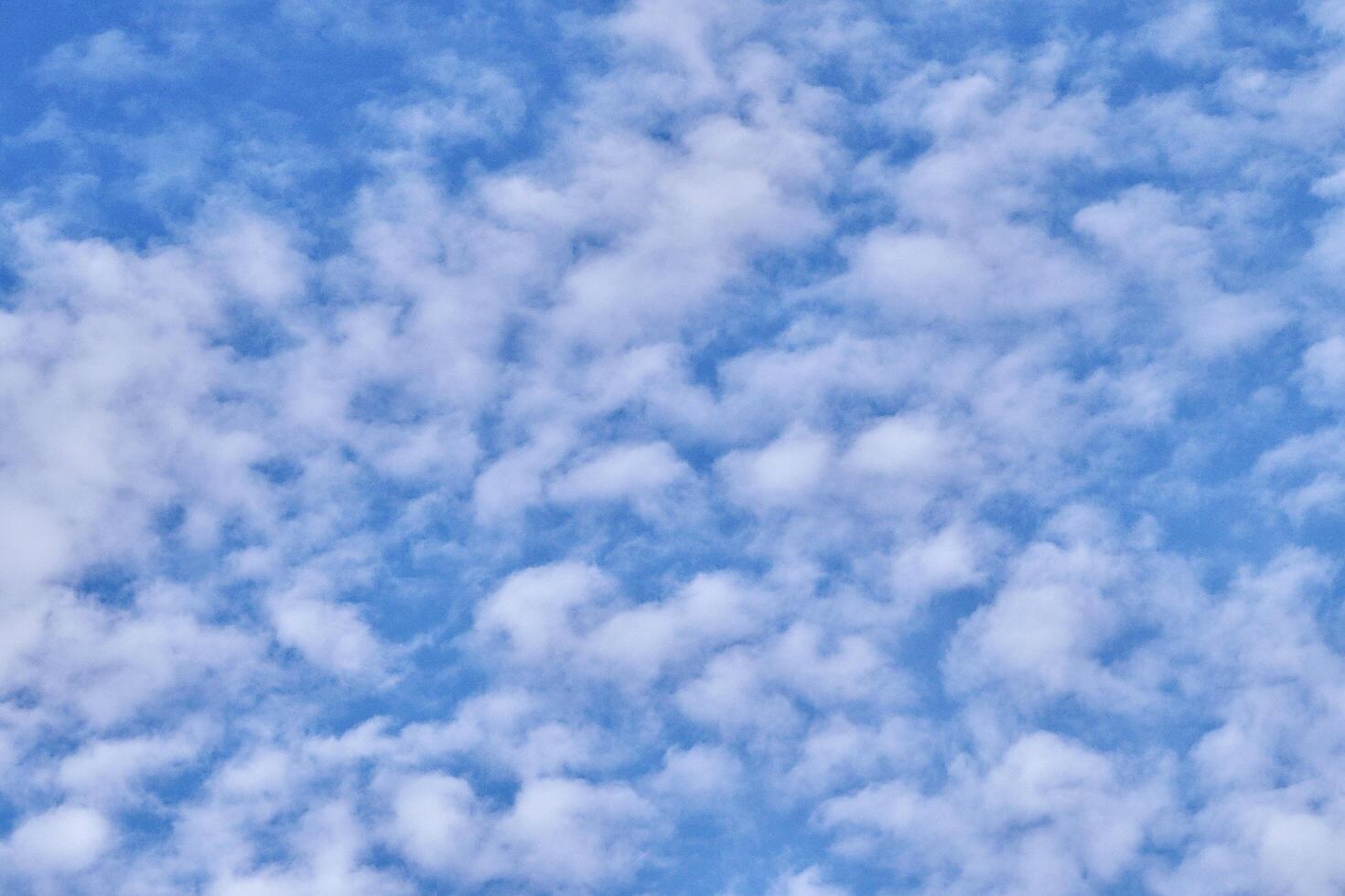 Calming blue sky with white clouds isolated on horizontal outdoor environment background. photo