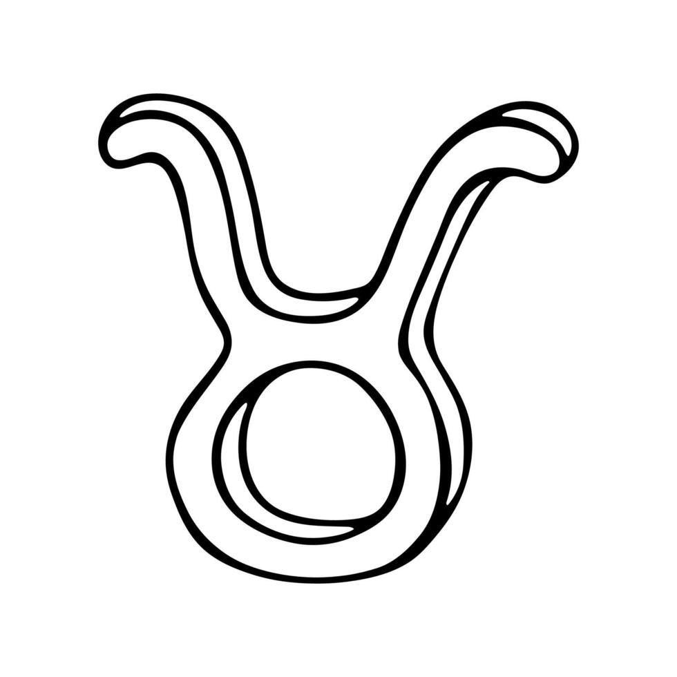 Hand drawn taurus zodiac sign Esoteric symbol doodle Astrology clipart Element for design 1 vector